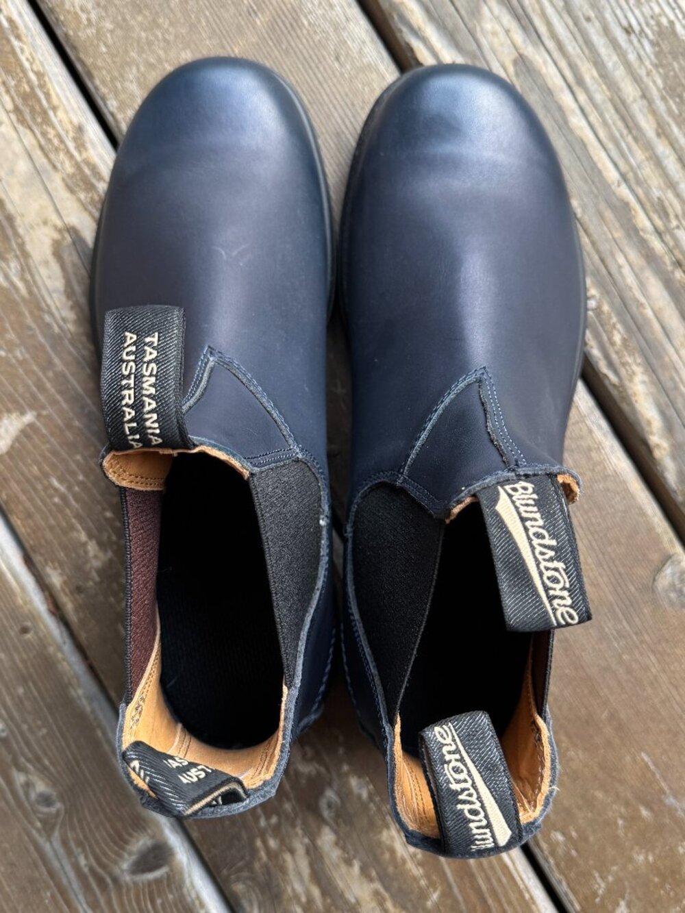 NWOT Blundstone Navy Blue Leather Chelsea Boots in Women's 11/Men's 9.5 - Picture 6 of 12